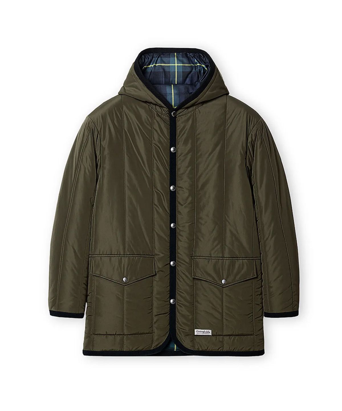 에든버러클럽(EDINBURGH CLUB) HOODED VERTICAL QUILTED MID JUMPER (D/KHAKI)