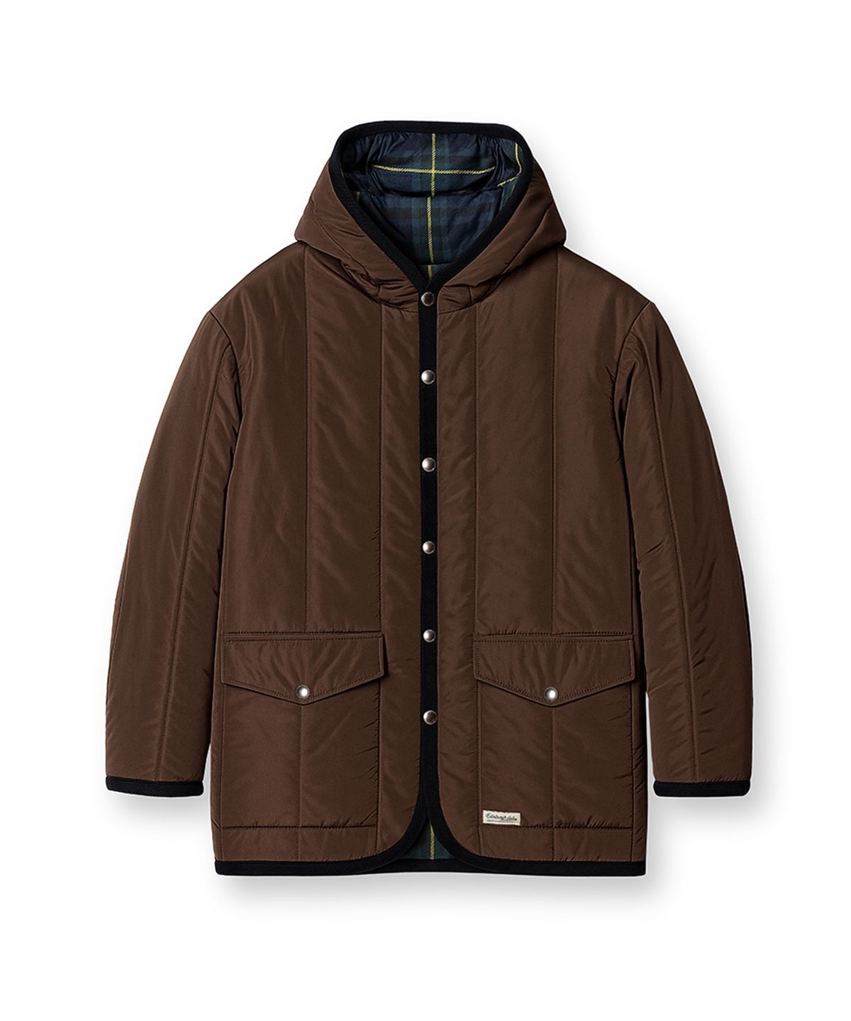 에든버러클럽(EDINBURGH CLUB) HOODED VERTICAL QUILTED MID JUMPER (BROWN)