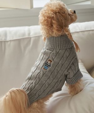 강아지 겨울옷 테디 풀오버 니트 그레이