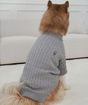 강아지 중형견 대형견 테디 풀오버 니트 그레이