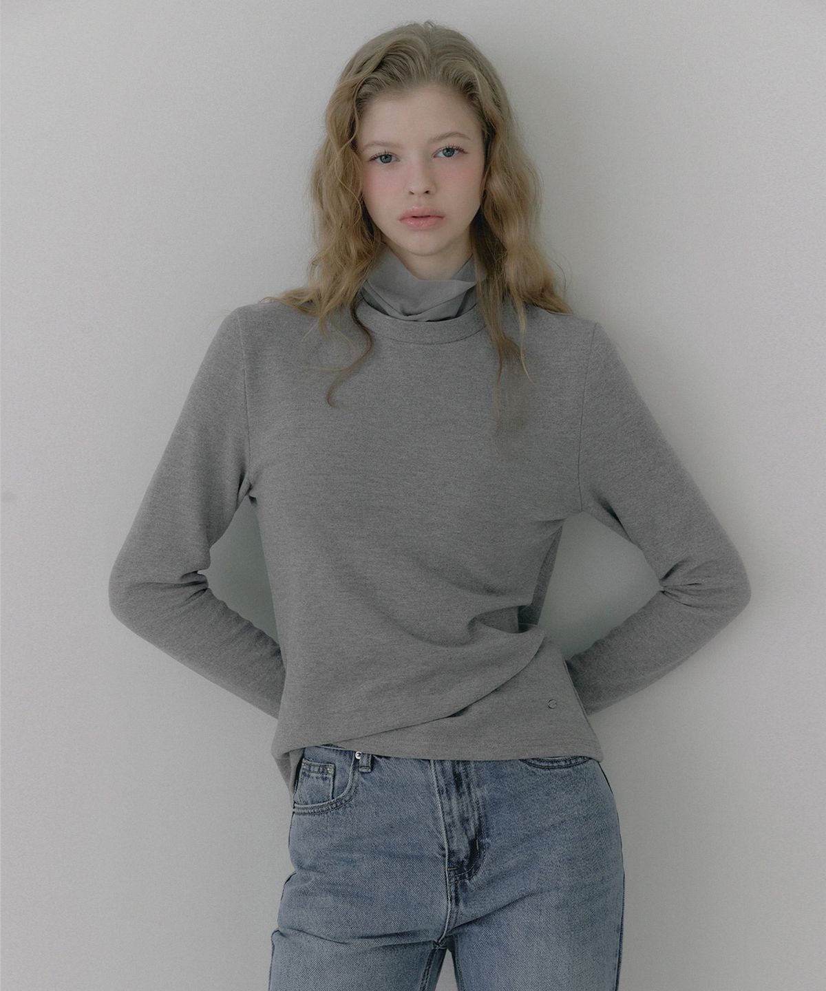 트위(TWEE) 루메 기모 시스루 레이어드 긴팔 티셔츠