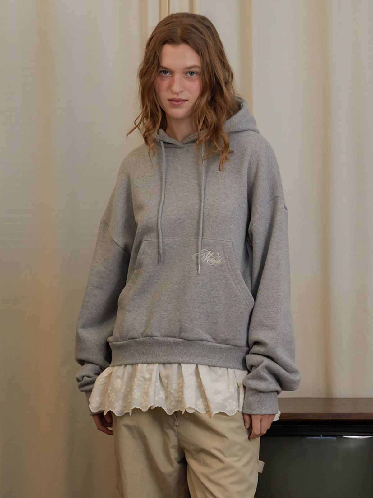 무니쉬(MOONISH) Fairy lace hoodie (Melange gray)