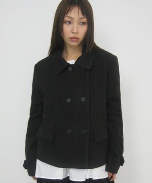 싱글 카라 더블 버튼 미니멀 클래식 크롭 코트 자켓 _2COLOR