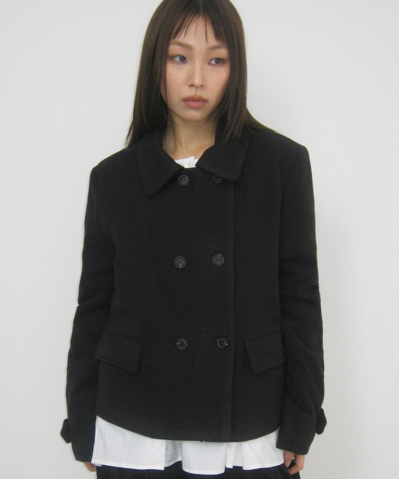 싱글 카라 더블 버튼 미니멀 클래식 크롭 코트 자켓 _2COLOR