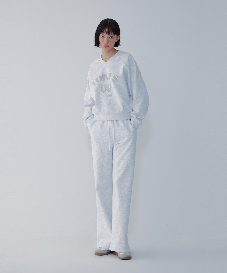 백 프린트 와이드 밴딩 팬츠_라이트 그레이 7156130001