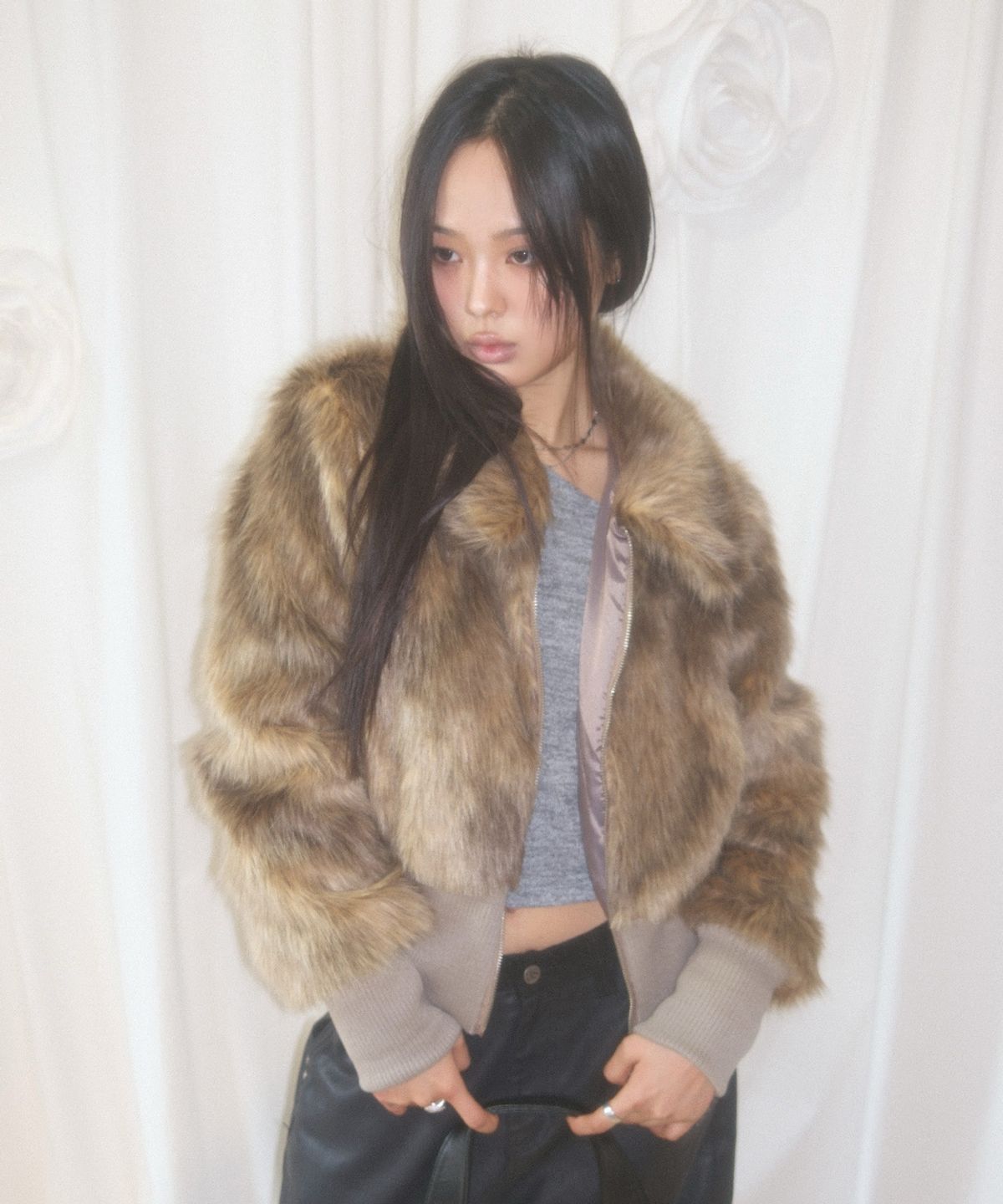 애즈온(ASON) OBEL FUR JACKET / BROWN