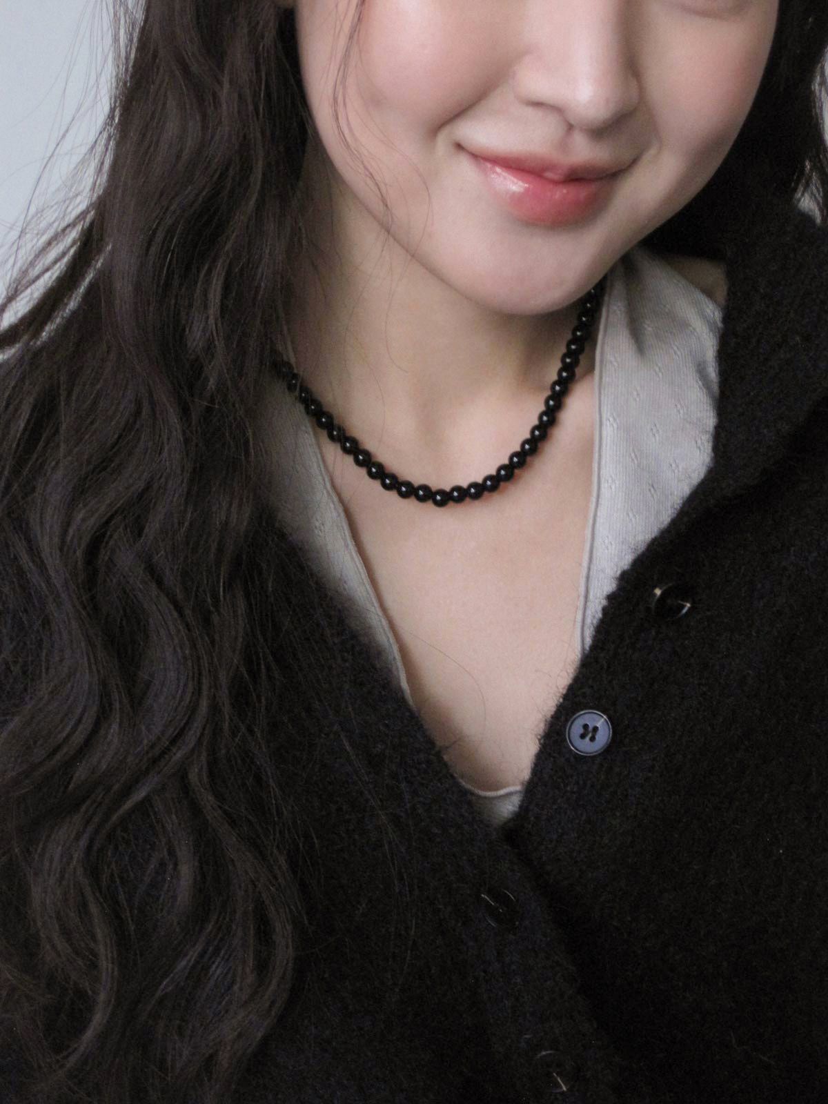 둥그런(DUNGEUREON) [925 Silver] Onyx Necklace (3 size)