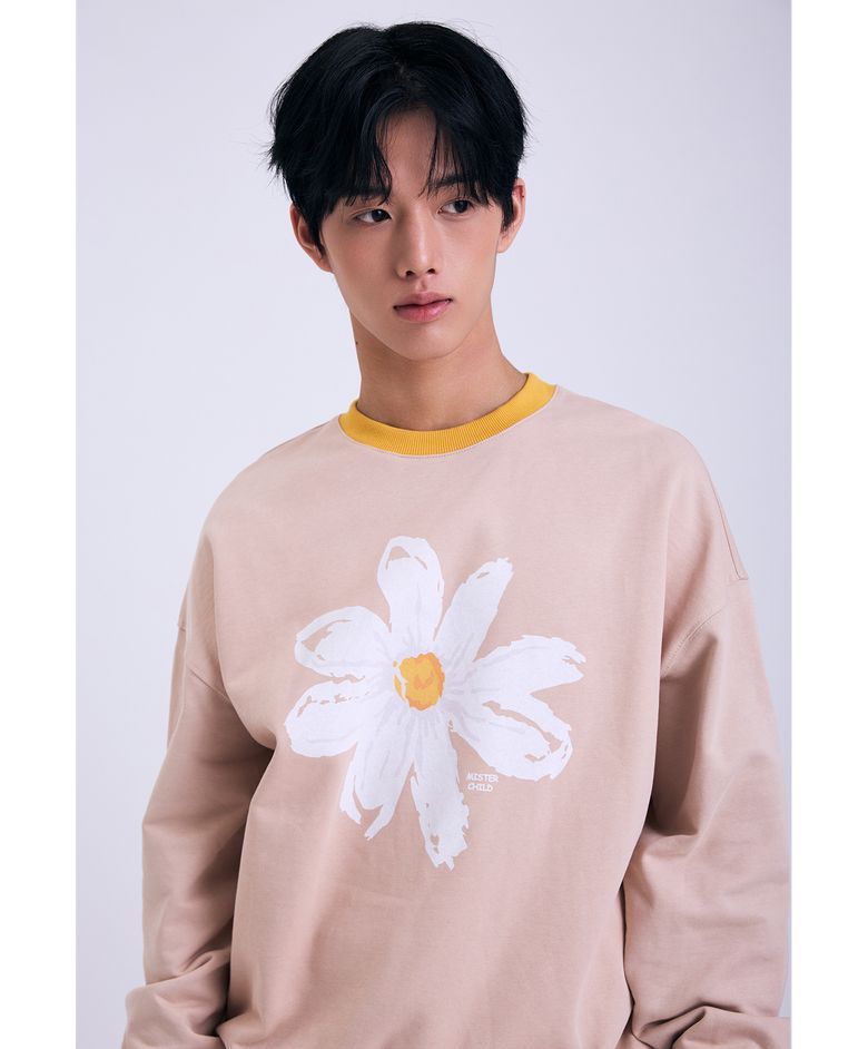 데이지 팝 맨투맨 베이지