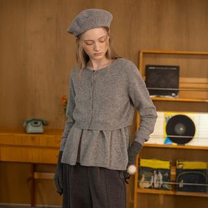 DD_Knit camisole and cardigan two-piece set_GRAY