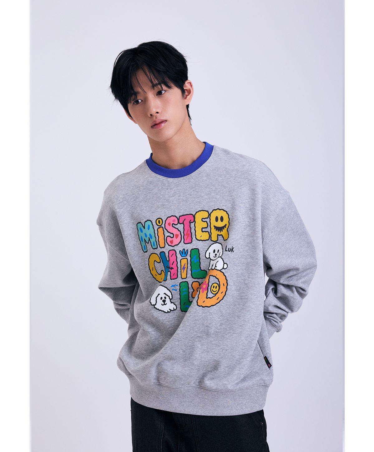 미스터차일드(MISTER CHILD) 레터링 맨투맨  그레이