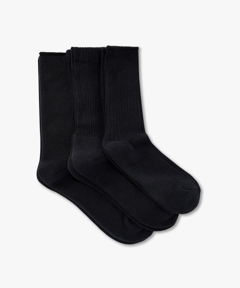 [ROTOTO] 코튼 블렌드 립 삭스 3PACK_블랙 4715319101