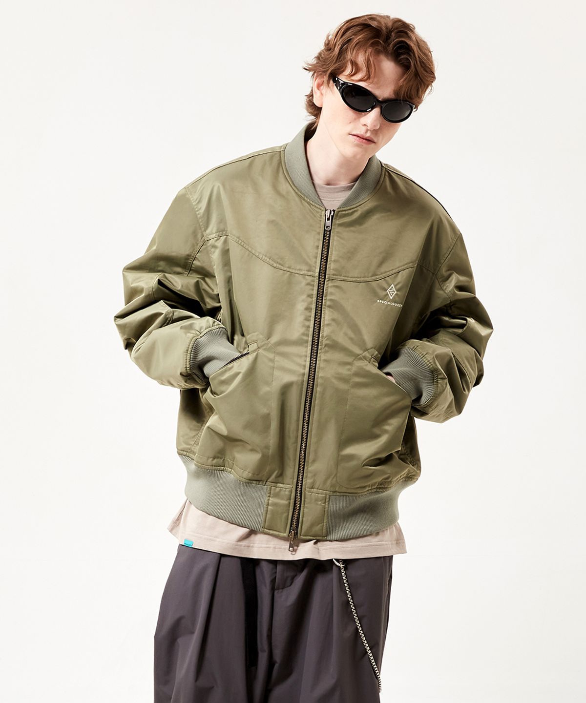 스페셜게스트(SPECIAL GUEST) EASY BURSTLINE BOMBER JACKET (Grey Green)