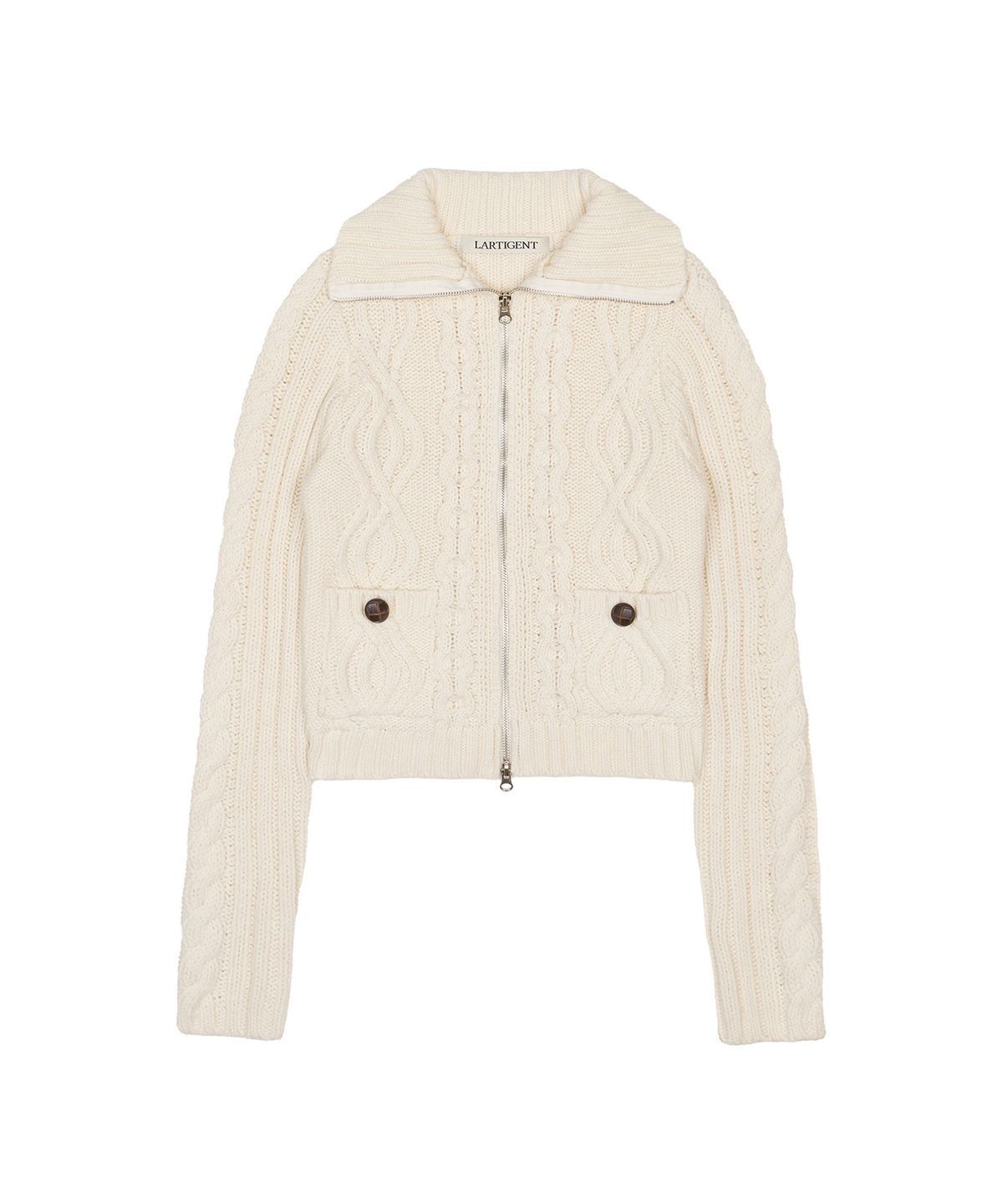 라티젠(LARTIGENT) L20 BUTTER POCKET KNIT ZIP-UP(IVORY)