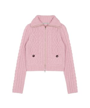 L20 BUTTER POCKET KNIT ZIP-UP(INDIE PINK)