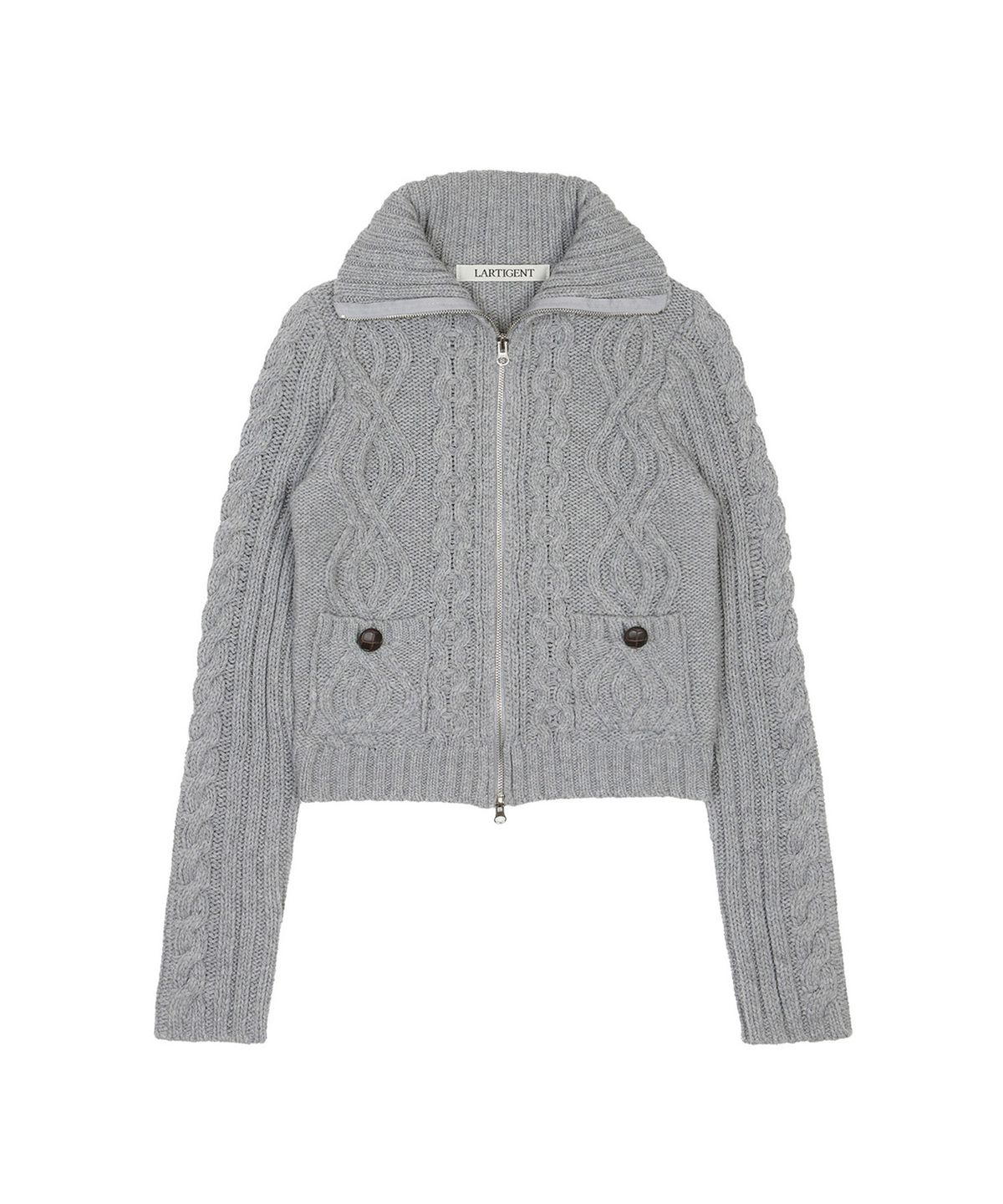 라티젠(LARTIGENT) L20 BUTTER POCKET KNIT ZIP-UP(GRAY)