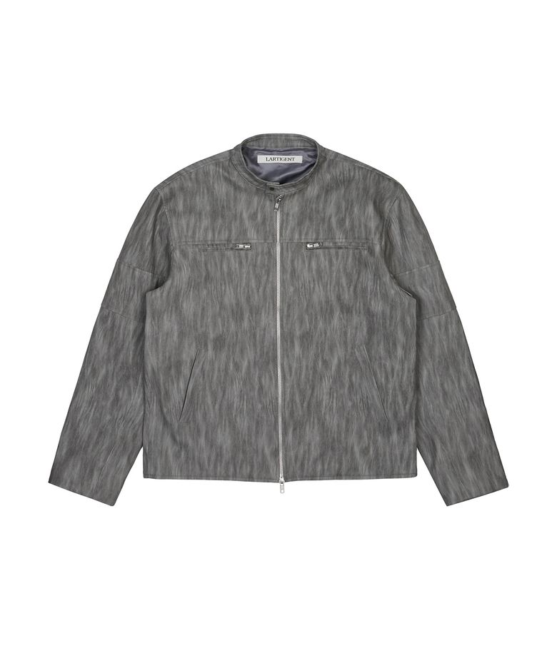 L20 CUTTING LEATHER JACKET(GRAY)