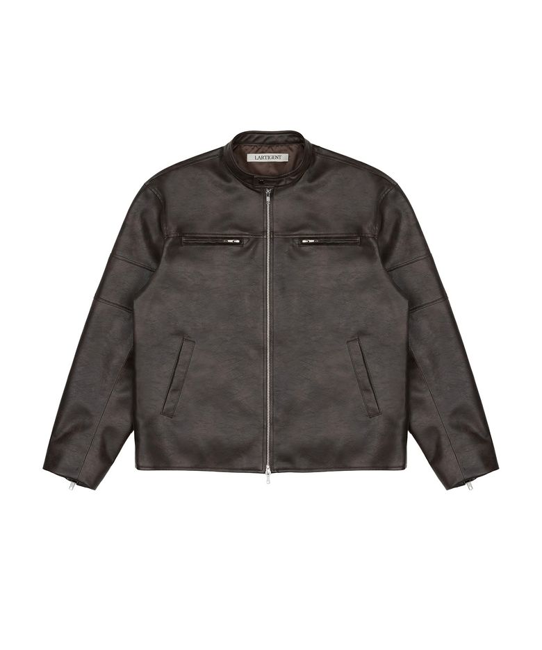 L20 CUTTING LEATHER JACKET(BROWN)