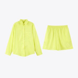 롱슬리브 셔츠 파자마_네온옐로우