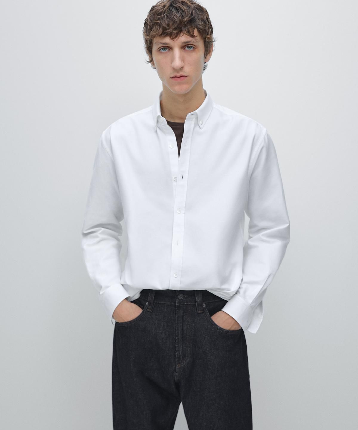 마시모두띠(MASSIMO DUTTI) 100% 코튼 레귤러 핏 옥스퍼드 셔츠