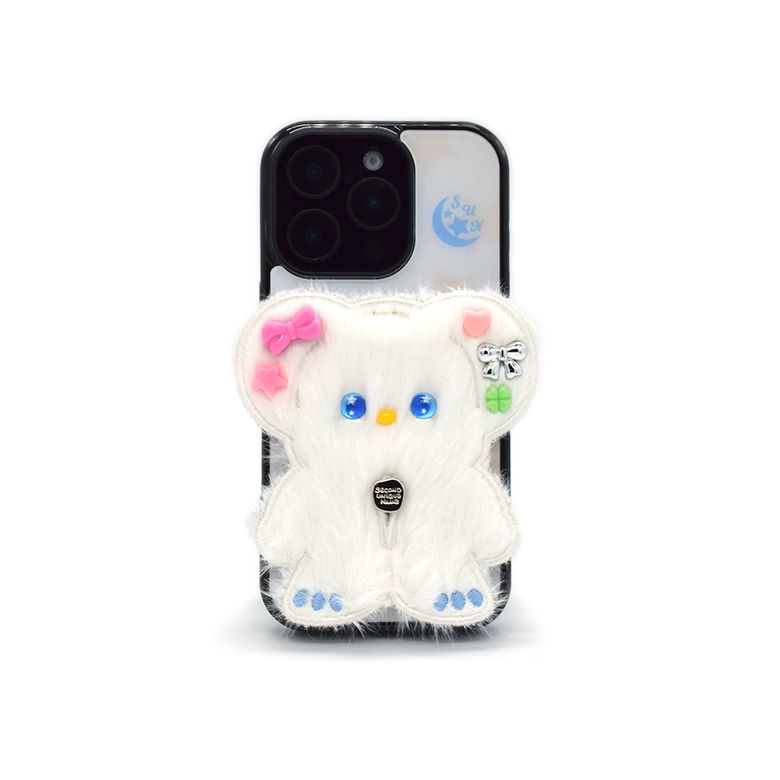 SUN CASE BEADS BEAR WHITE CREAM (GLOSSY BLACK)