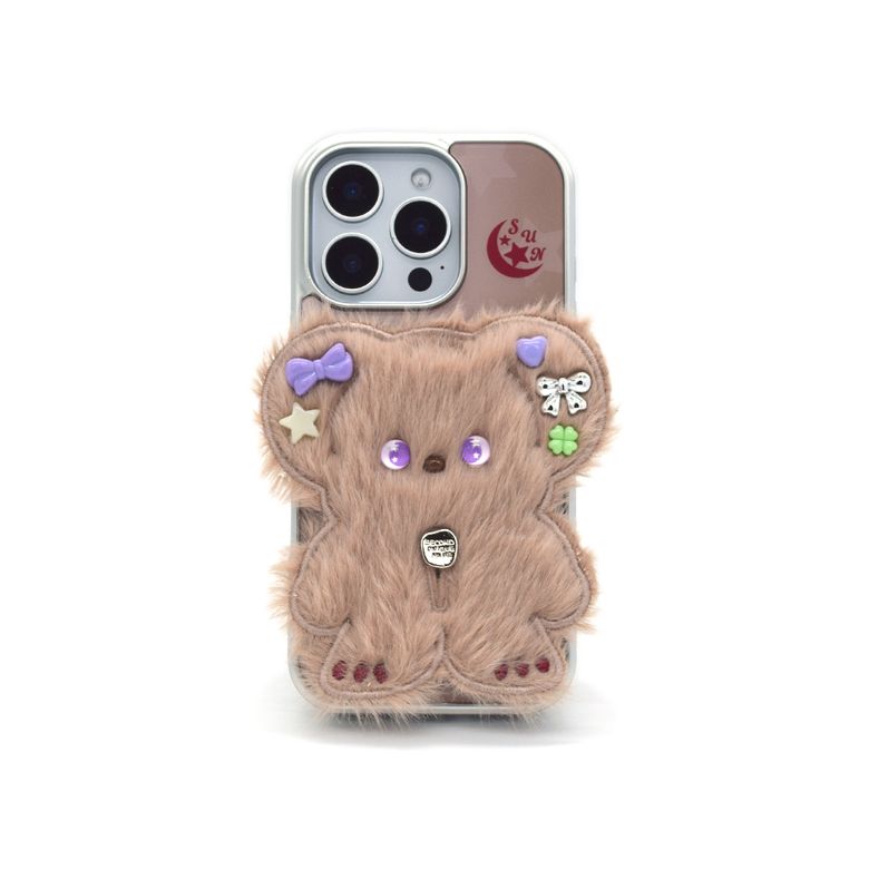 SUN CASE BEADS BEAR COFFEE BEIGE (GLOSSY SILVER)
