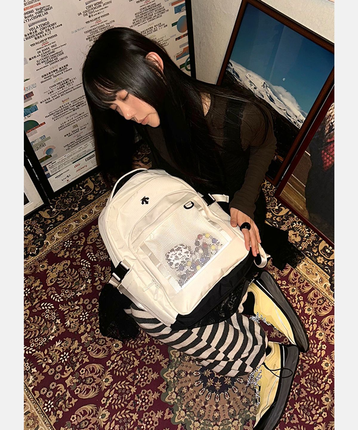 데상트(DESCENTE) 스텝업 미니 백팩 (20L 슈즈백 구성) 아이보리 SR123UBP11