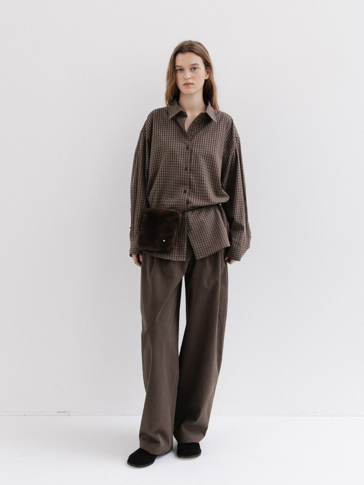 모이아(MOIA) check shirt (dust cocoa)