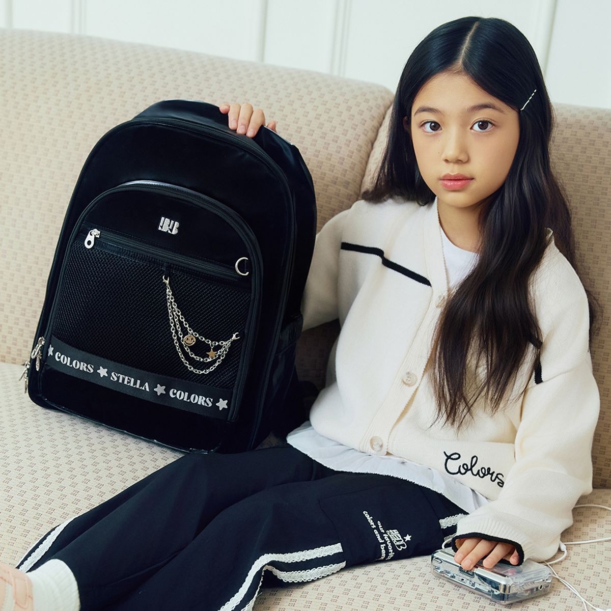 베네통키즈(BENETTONKIDS) 샤인 메쉬 책가방_QCBG05611BK