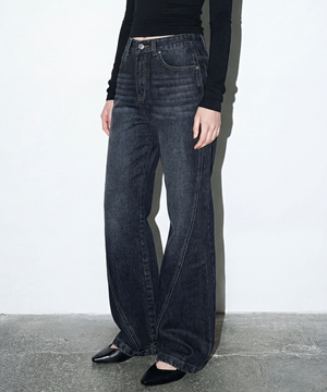 트위스트 부츠컷 데님팬츠 (다크블루)