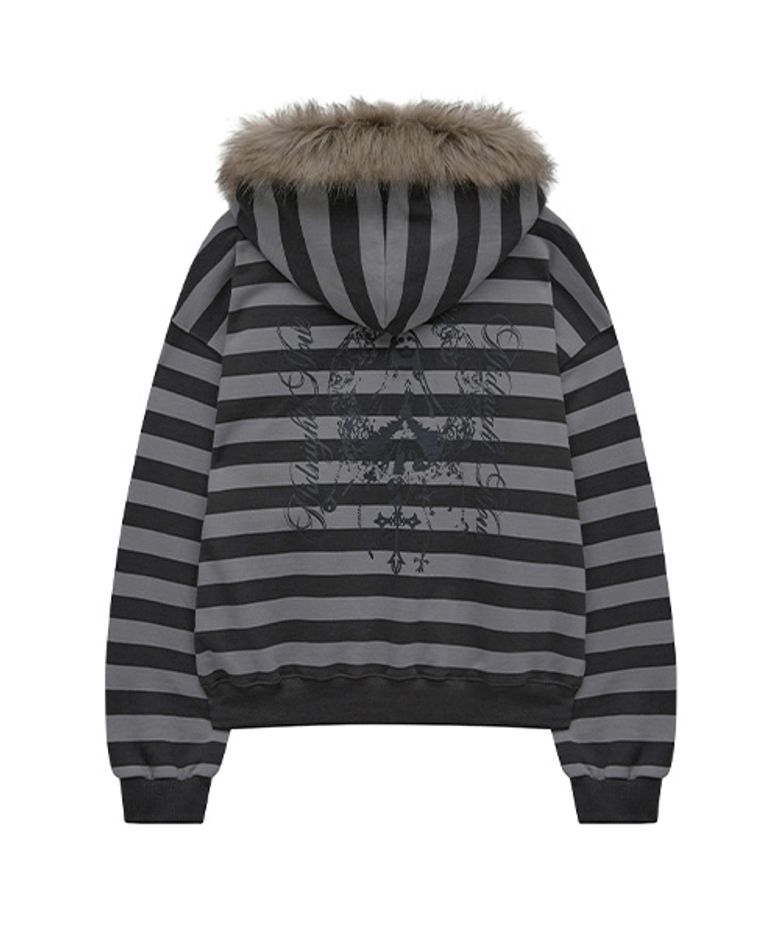 hair hood zip up (stripe)