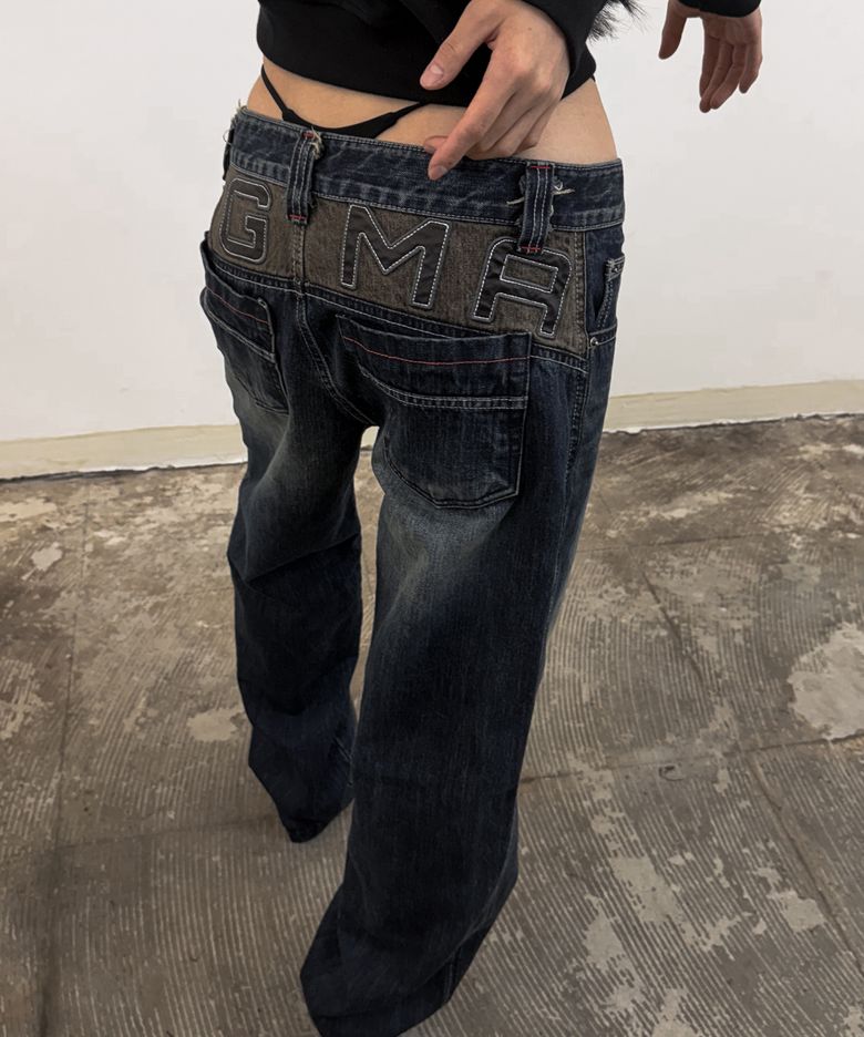 DGMA PATCHED SEMI BAGGY DENIM PANTS