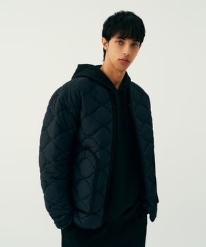 남녀공용 레트로 프레피 U넥 경량 패딩 점퍼[BLACK](UBAUJ30)