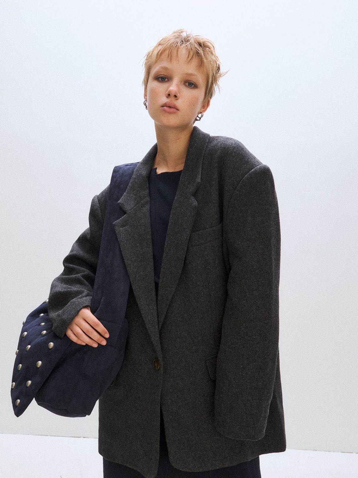 플리즈프로젝트(PLZPROJECT) OVERFIT WOOL JACKET, CHARCOAL