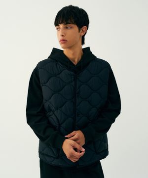 남녀공용 레트로 프레피 U넥 경량 패딩 베스트[BLACK](UBAVE20)