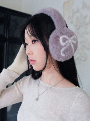 Ribbon Detail Plush Earmuffs 4colors