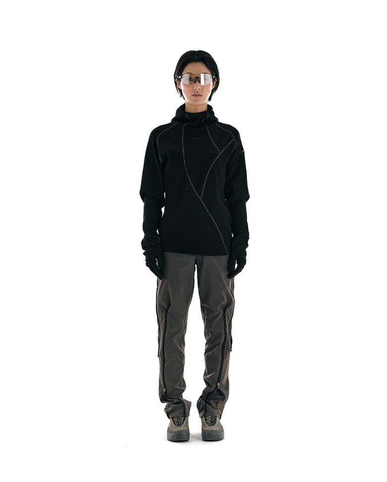 Zip Vent Trousers (Taupe Brown) -Women-