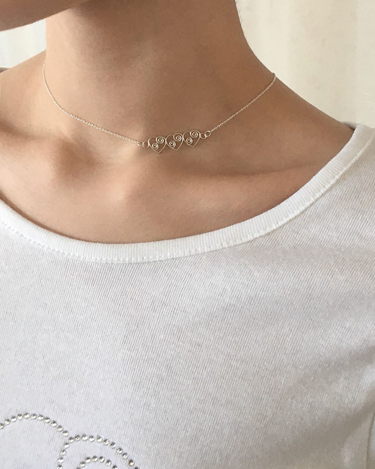 페어오브러브(PAIR OF LOVE) [925SILVER]RHYTHM TRIPLE HEART NECKLACE