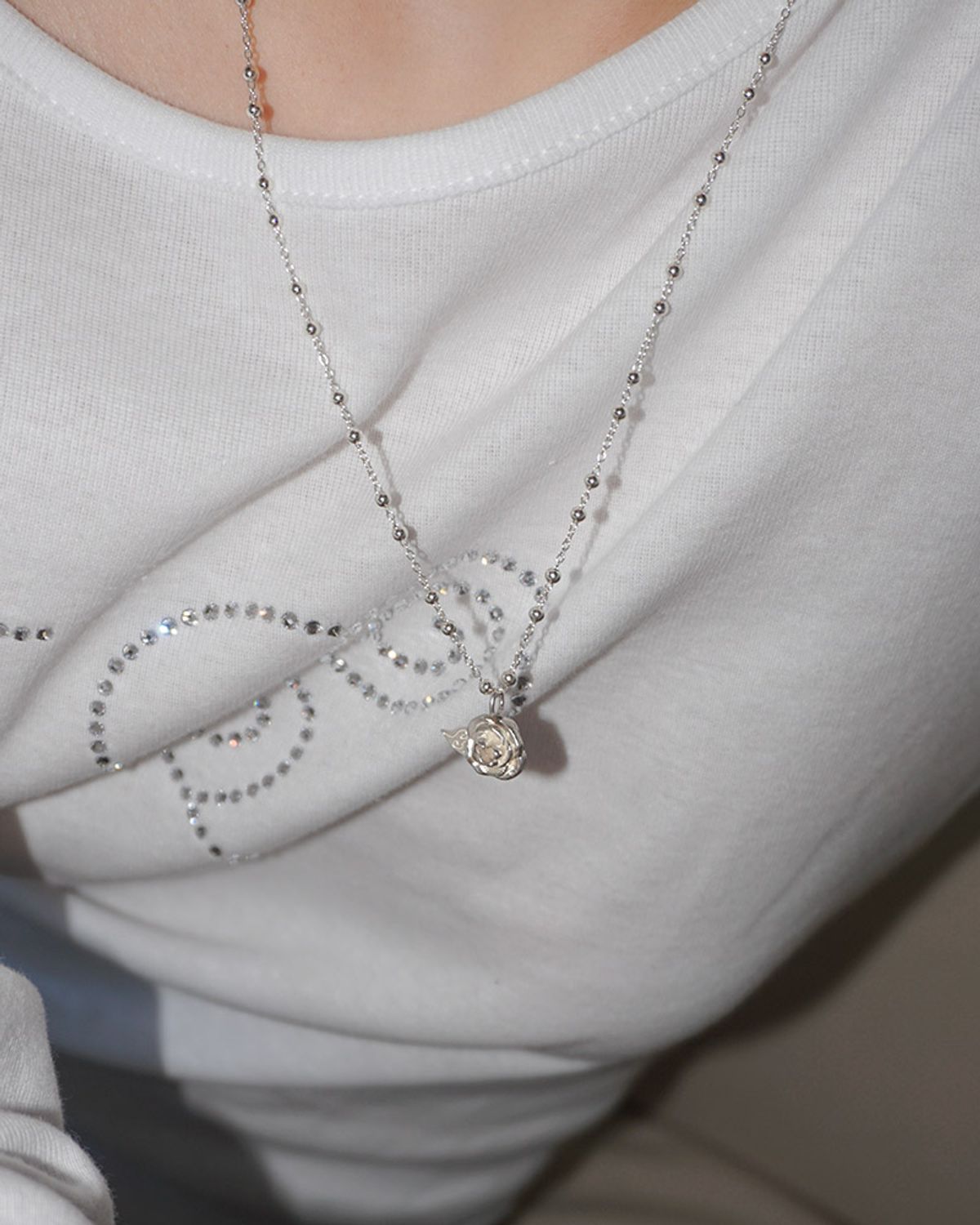 페어오브러브(PAIR OF LOVE) [925SILVER]PURE ROSE PENDENT NECKLACE