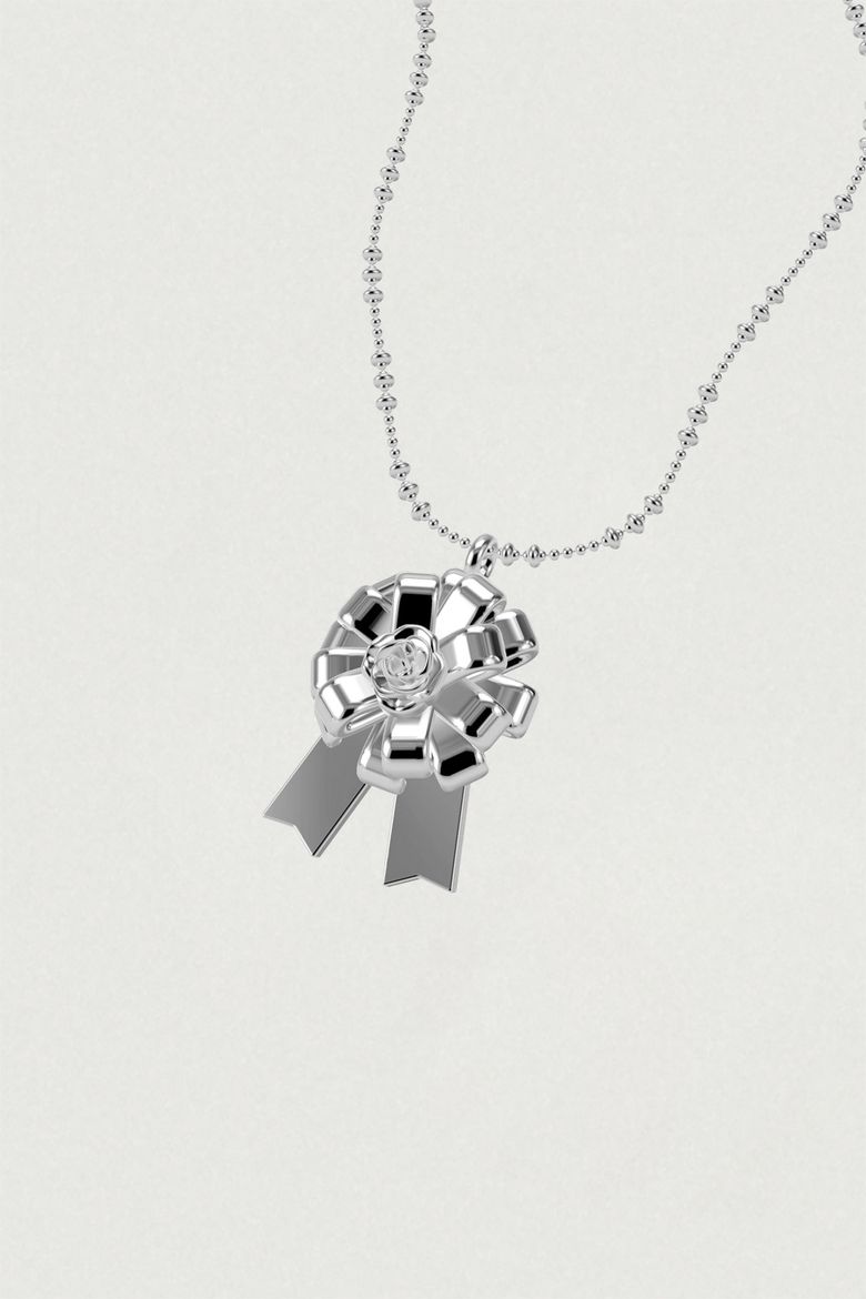 [925SILVER]ROSETTE RIBBON NECKLACE