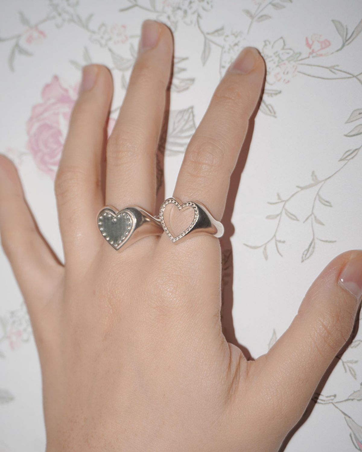 페어오브러브(PAIR OF LOVE) [925SILVER]COOKIE FRAME HEART STUD RING
