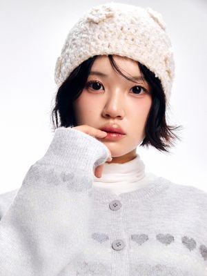 부클 플라워 비니 - 아이보리, 브라운, 그레이, 블랙