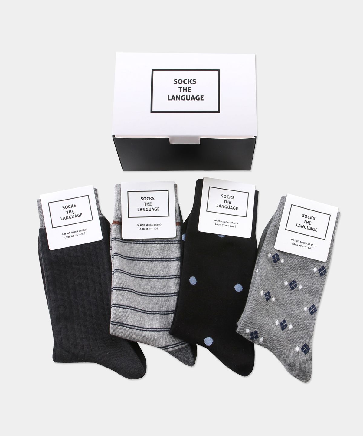 삭스더랭귀지(SOCKS THE LANGUAGE) 모노 패턴 남성양말(4SET)
