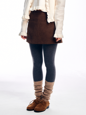 코듀로이 커브 컷 스커트 팬츠 - 크림, 브라운, 블랙