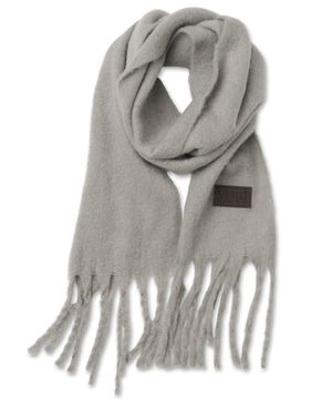 솔리드 레더 라벨 머플러 [라이트 그레이]