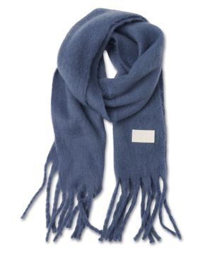 솔리드 레더 라벨 머플러 [블루]