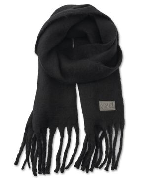 솔리드 레더 라벨 머플러 [블랙]