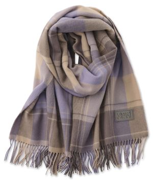 체크 레더 라벨 머플러 [빈티지 퍼플]