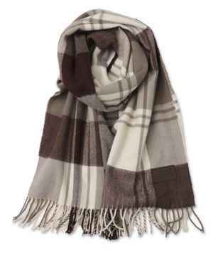 체크 레더 라벨 머플러 [브라운]