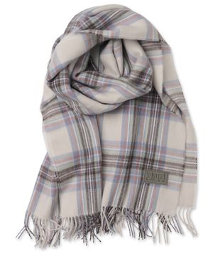 체크 레더 라벨 머플러 [아이보리 멀티]