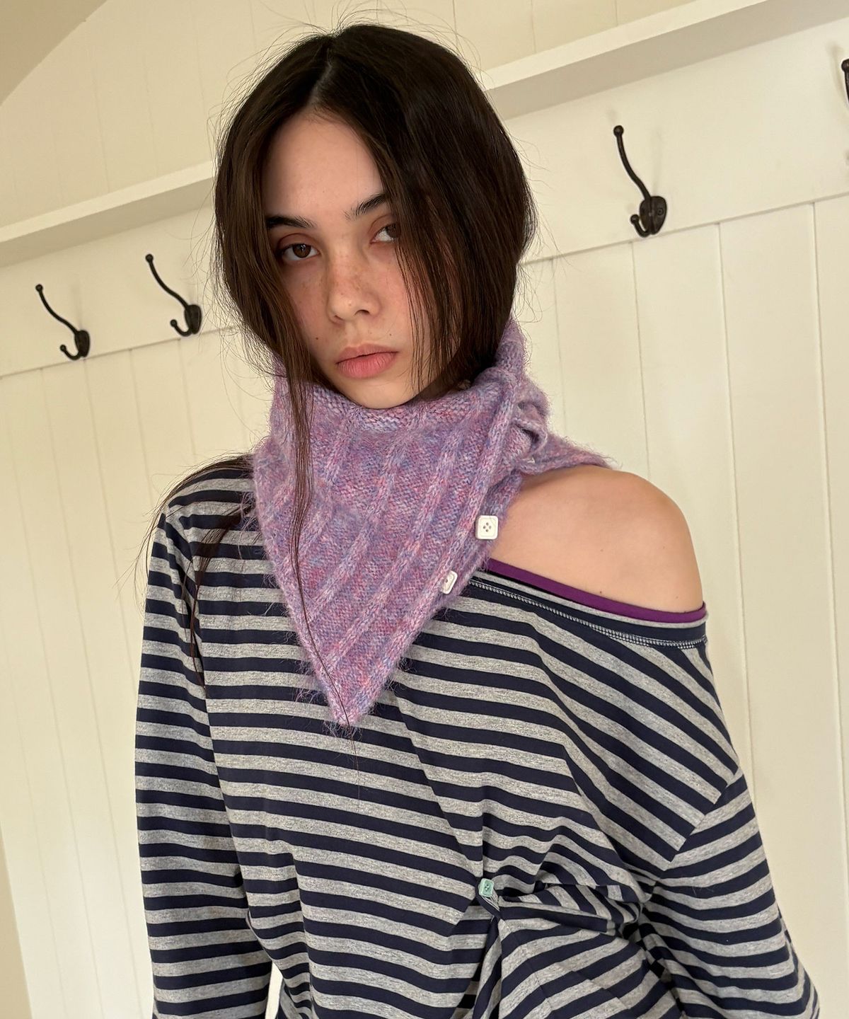 헤레틱(HERETIC) BUTTON SCARF NECK WARMER / purple